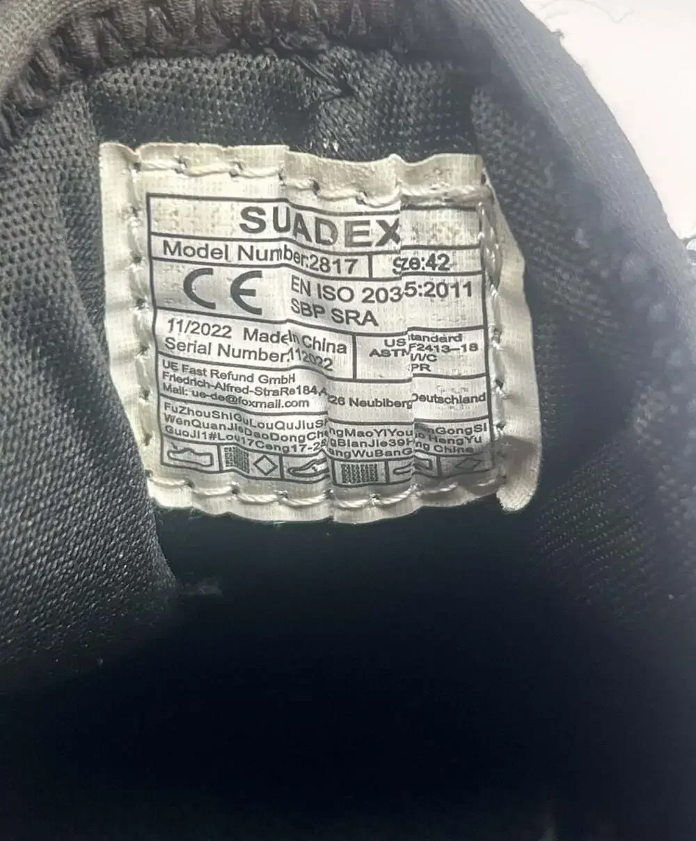SUADEX Model 2817 Indestructible Safety Work Shoes Steel Toe Breathable Sneakers
